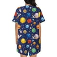 thumbnail image 3 of Qekee Space Planet Women's Pajama Set Short Sleeve Sleepwear Summer Home Wear with Pockets Soft Short Sleeve Shirt - Space Planet, 3 of 9