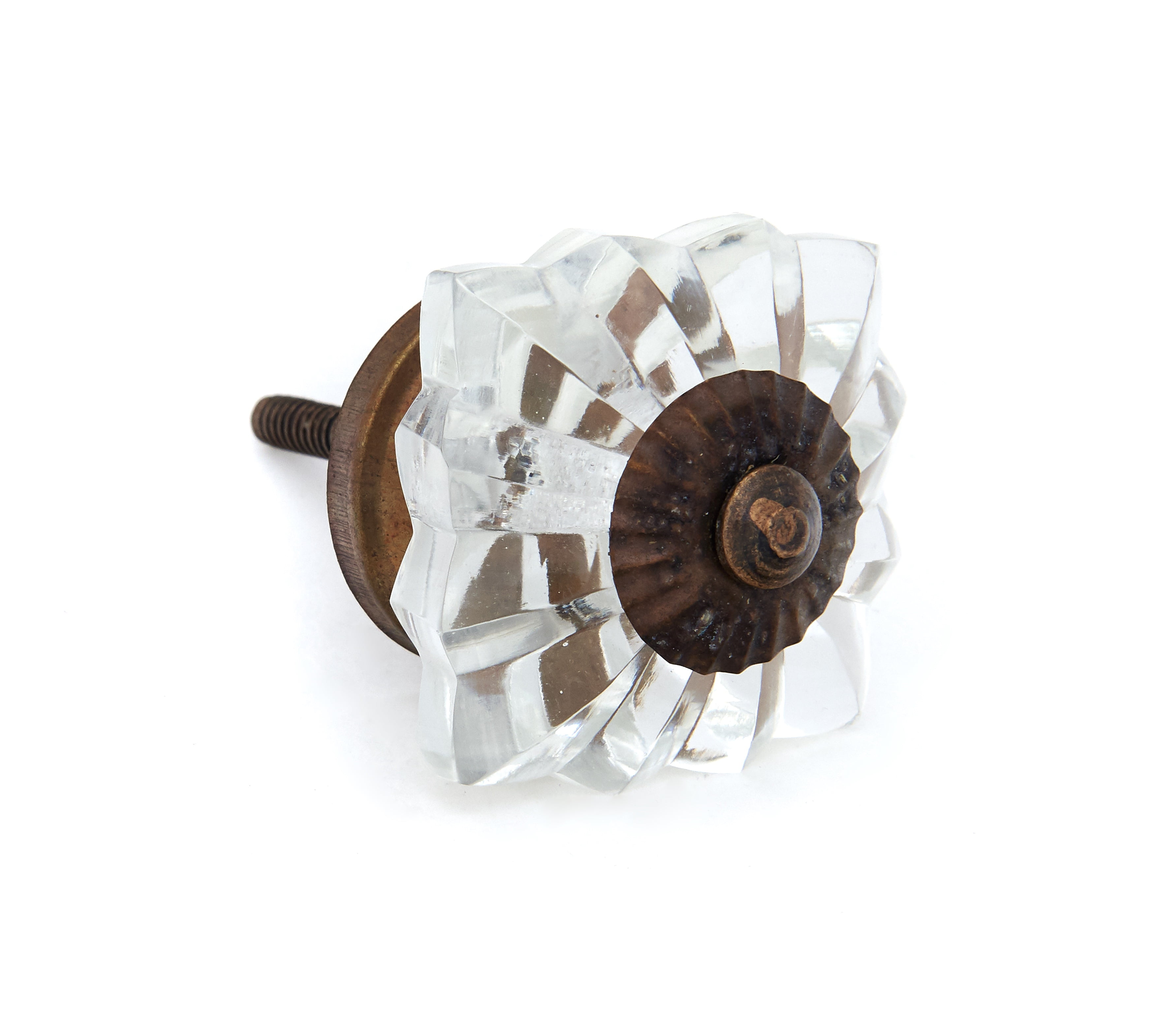 Clear Square Glass Knob, Bronze Hardware Cabinet Knob