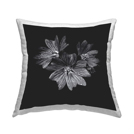 Stupell Industries Blossom Trio on Black Design by Brian Carson Outdoor Printed Pillow