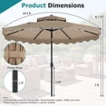 thumbnail image 2 of Costway 10 FT Solar LED Patio Umbrella, Push-Button Tilt & Crank, 24 LED Lights & 8 Ribs Brown, 2 of 10
