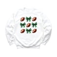 thumbnail image 4 of Footballs & Green Bows Sweatshirt for Women, Teens & Kids School Football Team Spirit Sweater White Sweatshirt Youth Small, 4 of 5
