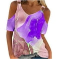 thumbnail image 1 of Blouses pour Femmes, Blouses Décontractées à Manches Courtes Imprimées et Col Rond, 1 of 1