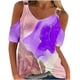 thumbnail image 5 of Camisas de Manga Corta para las Mujeres Blusa de Cuello Redondo de Impresión Casual, Top de Algodón de Imitación Ligero para el Hogar, el Uso Diario Y las Cuatro Estaciones, 5 of 5