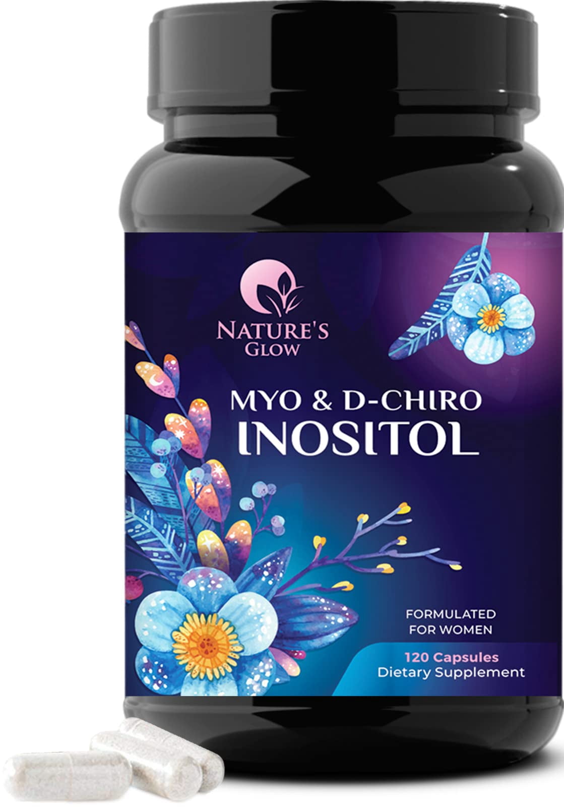 Myo Inositol Supplement & D Chiro, Premium 40:1 Ratio Myo-Inositol & D-Chiro, Natural Balance & Ovarian Health Support, Vitamin B8 Supplement - 120 Capsules (60 Day Supply)
