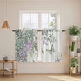 thumbnail image 2 of Spring Lavender Tier Curtains 54 Inch Length, Garden Botanical Leaves Butterflies Cafe Short Curtains for Bathroom Over Sink, Small Kitchen Curtain Light Filtering Tiered Drapes 2 Panels 27.5"Wx54"L, 2 of 8