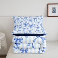 thumbnail image 5 of Manfei Blue Girly Bow Full Size Comforter Sets,Coquette Bowknot Bedding Comforter Set,Navy Blue Reversible,3 Pieces,1 Comforter and 2 Pillowcases, 5 of 7