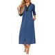 thumbnail image 1 of Bata Robe Ekouaer para mujer con cremallera y mangas 3/4, color azul marino, XL, 1 of 6