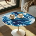 thumbnail image 2 of SEANATIVE Round Table Cloths Pack of 4 Fitted Spandex Cocktail Table Top Cover Table Topper Cap Round Picnic Table Cloth with Elastic Edged Tablecloth for 24" Round Tables, Blue Marble, 2 of 7