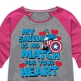 thumbnail image 3 of Marvel Captain America - My Shield Valentine - Toddler And Youth Girls Shirt Tail Raglan, 3 of 5