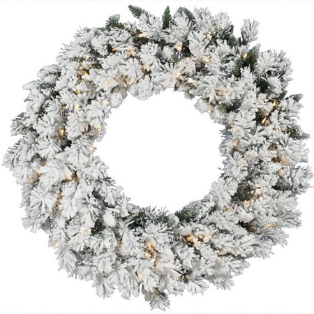 Vickerman Flocked Snow Ridge Pre-Lit Wreath