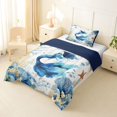 thumbnail image 2 of Castle Fairy Dreamy Watercolor Mermaid Print Twin Comforter Sets 2pcs,Coral Jellyfish Pastel Sea Layout Bedding Set,Sky Lavender,Navy Blue Reversible,1 Comforter and 1 Pillowcase, 2 of 6
