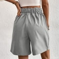thumbnail image 4 of Cagogo Women's High Waisted Shorts with Pockets Solid Casual Summer Beach Vacation Shorts Elastic Waist Lounge Trousers Travel Clothes, Gray S, 4 of 6