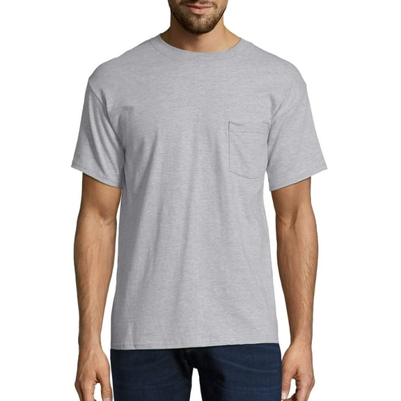 Hanes Men's & Big Men's Authentic Short Sleeve Pocket Tee, Sizes S-3XL