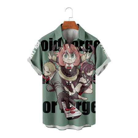 

MLFU Anime Toddler Boys Short Sleeve Button Down Shirts Printed Slim-Fit Blouses Size 100-170/XXS-8XL