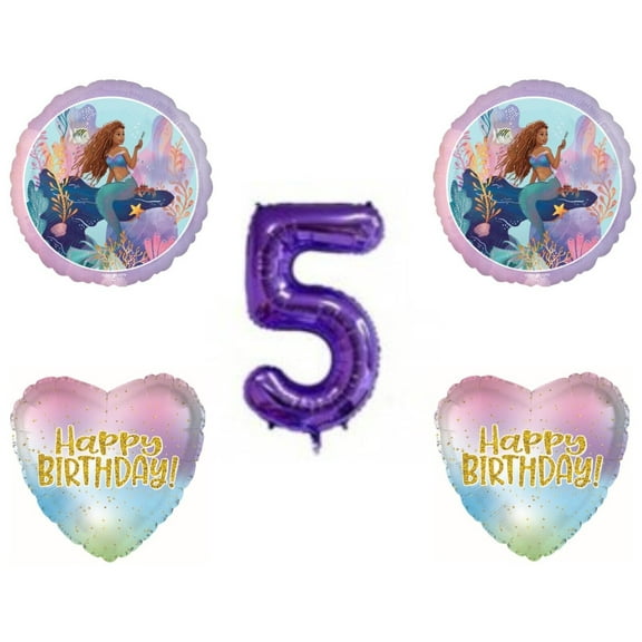 5th Fifth New Mermaid Movie Birthday Balloons Decoration Supplies Party