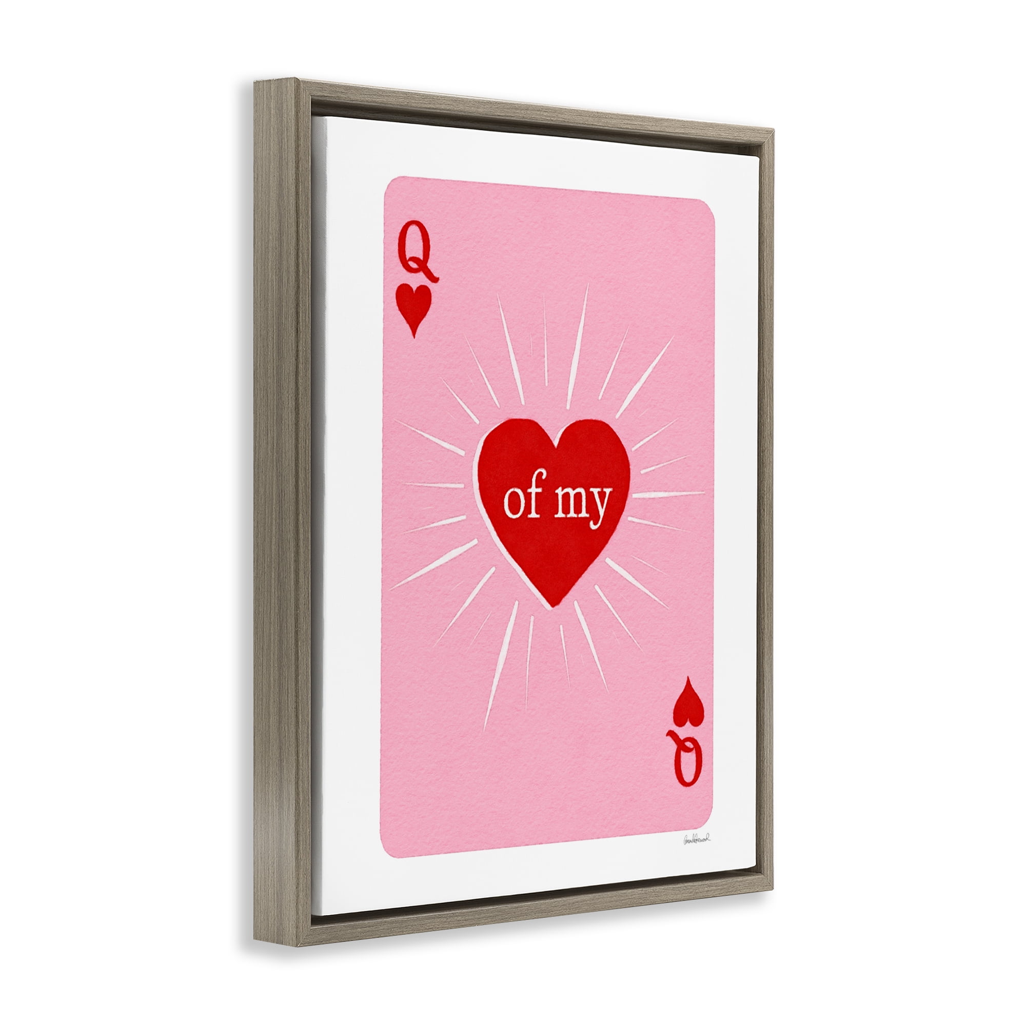 Queen Of My Heart Card Brown Framed Floater Canvas Wall Art, design by Amanda Greenwood