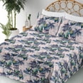 thumbnail image 3 of Ambesonne Tropical Fitted & Flat Sheet with Shams 4 Pcs Set, Jungle Foliage Flowers Art, Queen, Pastel Yellow and Sea Blue, 3 of 5
