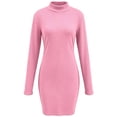 thumbnail image 4 of Women's Casual Solid Color Mock Neck Slim Long Sleeve Bodycon Dress, 4 of 7