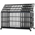 thumbnail image 4 of 52" Heavy Duty Dog Crate Large Dog cage Strong Metal Dog Kennels and Crates for Large Dogs Top Open with 2 Doors 4 Lockable Wheels 2 Removable Trays, 4 of 18