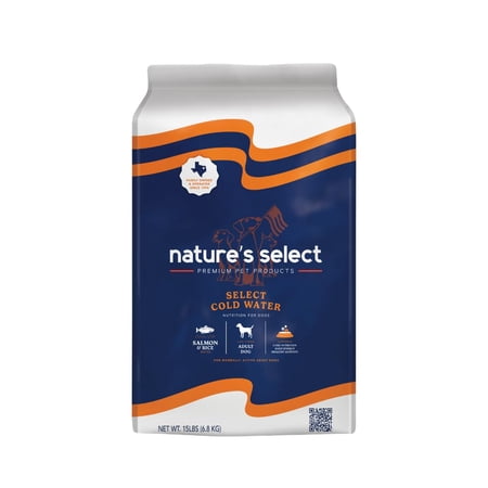 Nature's Select Cold Water Salmon & Rice Recipe Dry Dog Food for Adults, Skin & Coat Support (15 lbs)