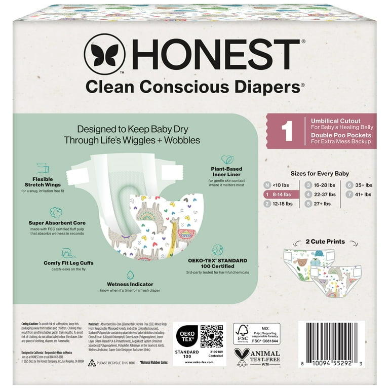 The Honest Company Clean Conscious Baby Diapers Size 1 (8–14 lbs
