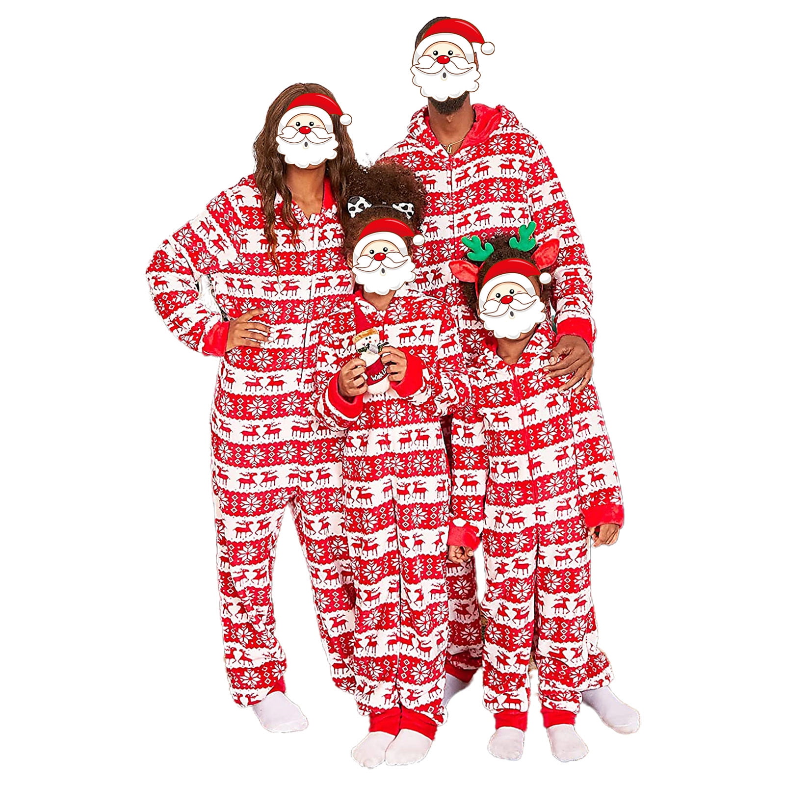 Aunavey Matching Christmas Onesies for Family Pajamas Sets Xmas Jumpsuit for Women Men Couples 