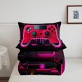 thumbnail image 4 of Red Gaming Kids Queen Comforter Set - Gamer Comforter Boys Queen Size Bedding Set, Neon Lights Abstract Geometry Design Gamer Room Decor, 4 of 5
