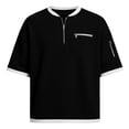 thumbnail image 4 of Akiihool Oversized Tee Men Men's T Shirts Short Sleeve Casual V Neck T-Shirt Soft Notch Neck Tee Classic Plain Shirts(Black,L), 4 of 4
