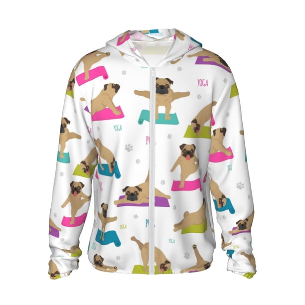 Balery Yoga Dogs Poses Sudadera ligera de manga larga con capucha y protección solar UPF 50+ para hombre y mujer, ideal para pesca y running-Small