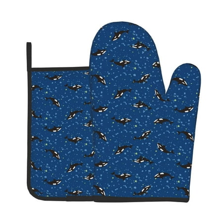 

Bingfone Whales Swim Print Oven Mitts Pot Holders Set 2 PCS for Kitchen for Cooking Grilling Baking BBQ Pot Holders Cook Essentials