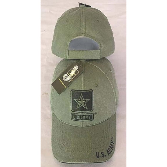 US Army Logo OLIVE DRAB Veteran Cap Hat U.S. Military Retired Armed Forces Vet