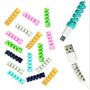 24 Piece Silicone Charging Cable Protector Set, Spiral Cord Saver Covers for USB Phone Charger Cables, TIKA