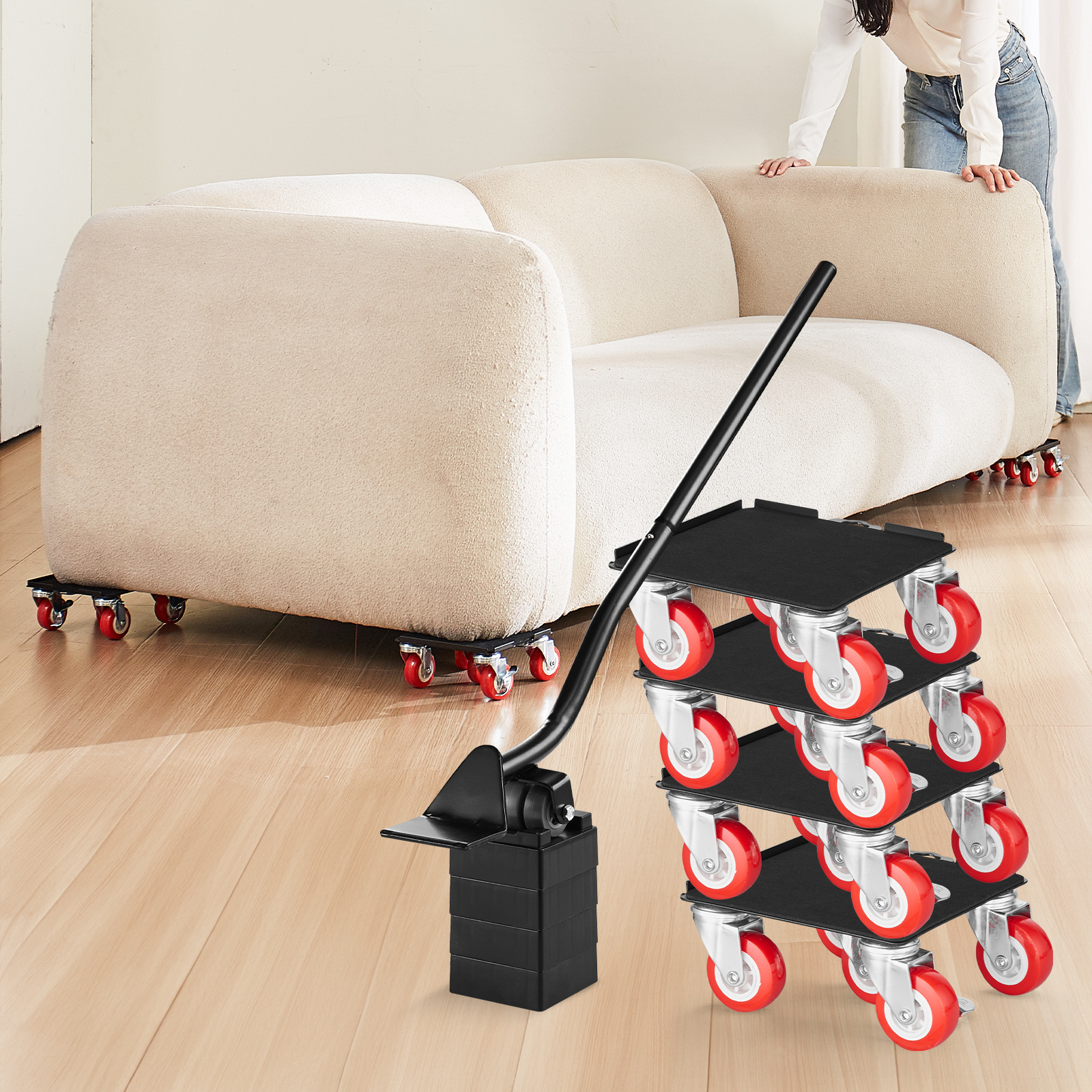 General Furniture Dolly Heavy Duty Furniture Mover with 5 Wheels 3474 lbs Capacity