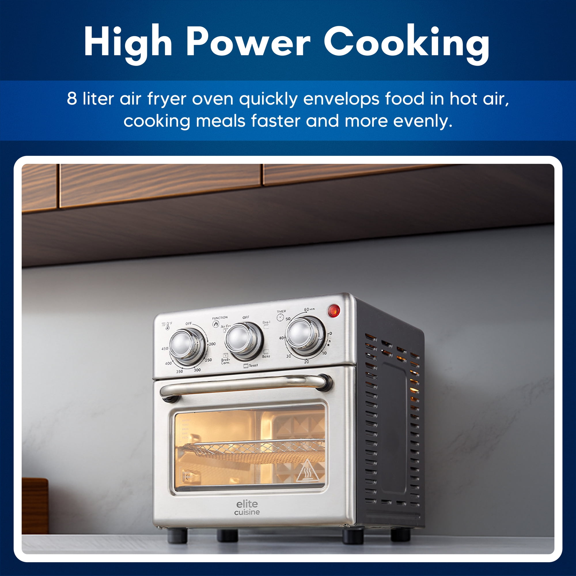 Elite Cuisine EAF0285 8L Air Fryer Convection Toaster Oven