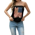 thumbnail image 4 of JWD Women's Floral Tube Tops Casual Summer Backless Strapless Top Sleeveless Bandeau Tanks Shirt Black Retro Flag L, 4 of 4