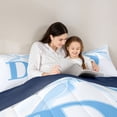 thumbnail image 4 of Manfei Blue Letter D Monogrammed Queen Comforter Set 3pcs for Kids Teens,Shabby Chic Romantic Initial Bow Bedding Comforter Set for Girls Women,Navy Blue Reversible,Super Cozy Room Decor, 4 of 6