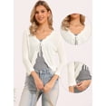 thumbnail image 2 of DARING DIVA Women's Crochet Bolero Shrug 3/4 Sleeve Cropped Cardigans Top XS White, 2 of 6
