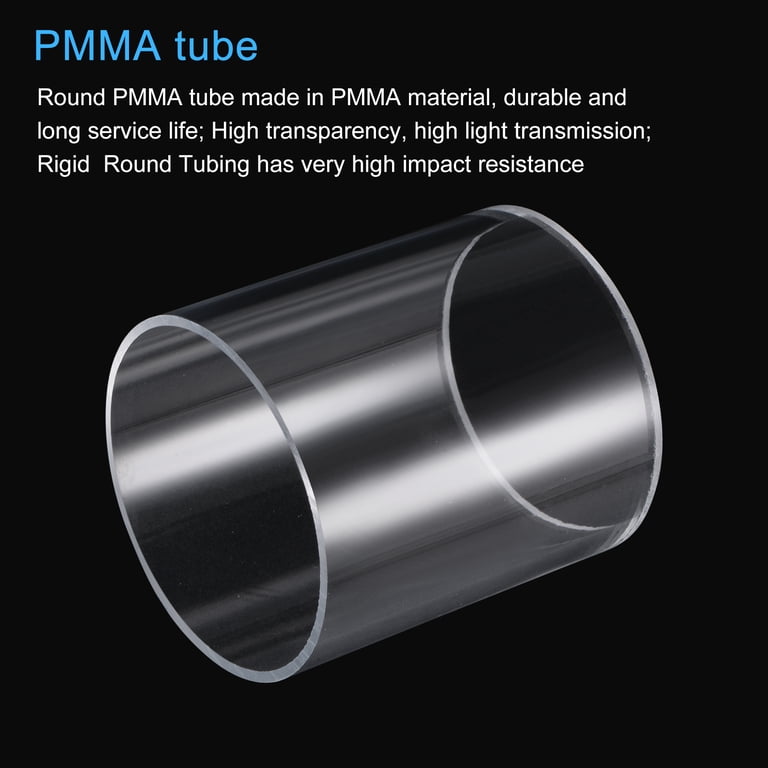 Clear Acrylic Rigid Square Tube - 2-1/4" ID X 2-1/2" OD X 12" L, Pack Of 2, Shatter Resistant