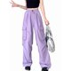 thumbnail image 2 of Pantalones Cargo para Mujer, Pantalones Casuales de Senderismo, Pantalones Holgados Y2K de Cintura Alta con Múltiples Bolsillos Púrpura 4XL, 2 of 8
