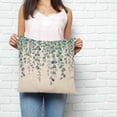 thumbnail image 2 of Teal Green Eucalyptus Leaves Pillow Covers 16x16 Inch Decorative Throw Pillow Cover, Spring Plants Country Beige Sofa Pillowcases Accent Cushion Case Home Decor Bedroom Living Room, 2 of 6