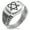 Silver, variant on Stainless Steel Heartagram CZ Ribbed Needle Stripe Pattern Biker Style Polished Ring
