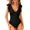 black, variant on Alove Womens Solid One Piece Swimsuit Ruffle Bathing Suit Swimwear Plunging V Neck Cut out Back Swim Suit