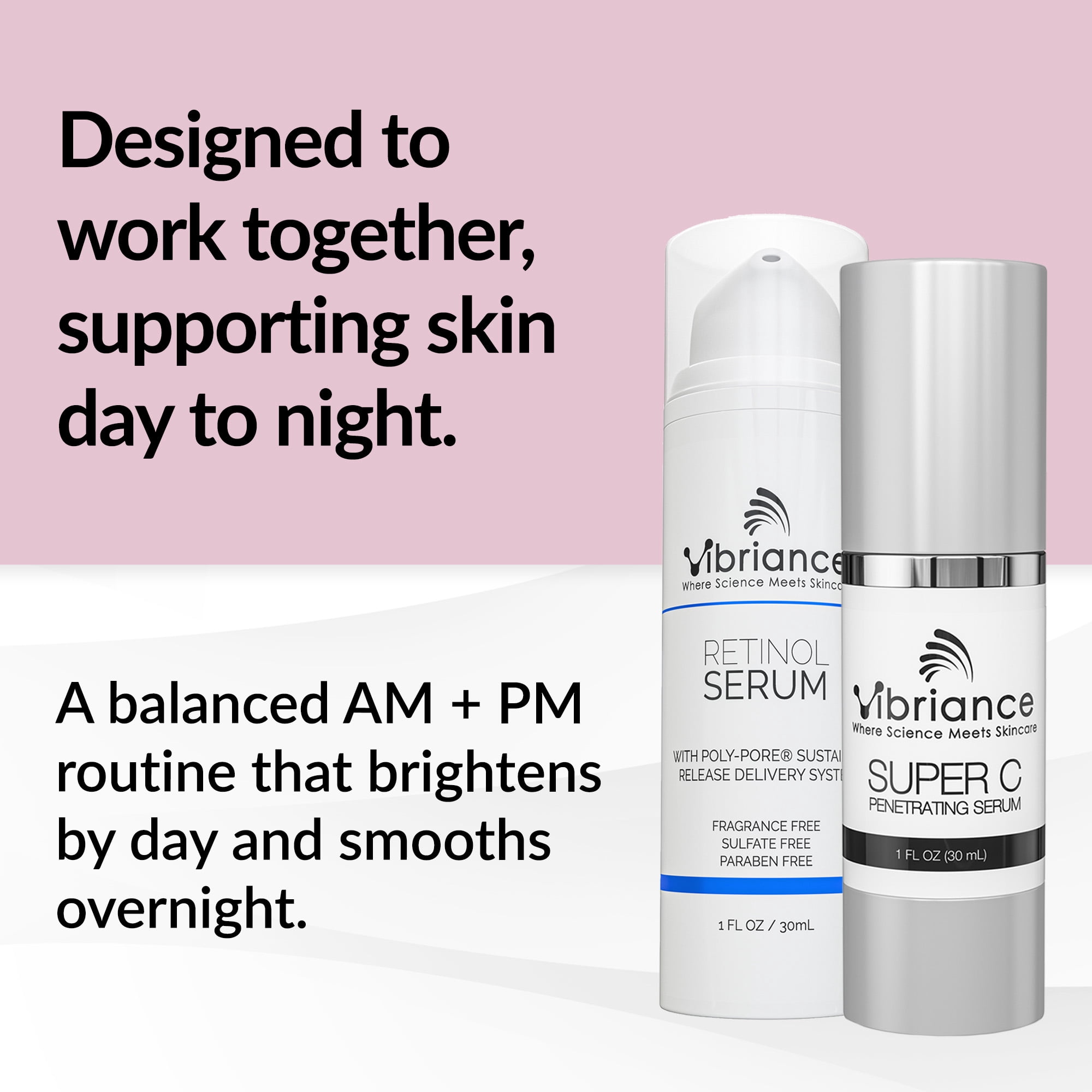 Vibriance Dynamic Duo Skincare Bundle | Super C Vitamin Serum, Retinol Skin Care Set - Age-Defying Night and Day Retinol and Vitamin C Serum for Face Routine Skincare Kit