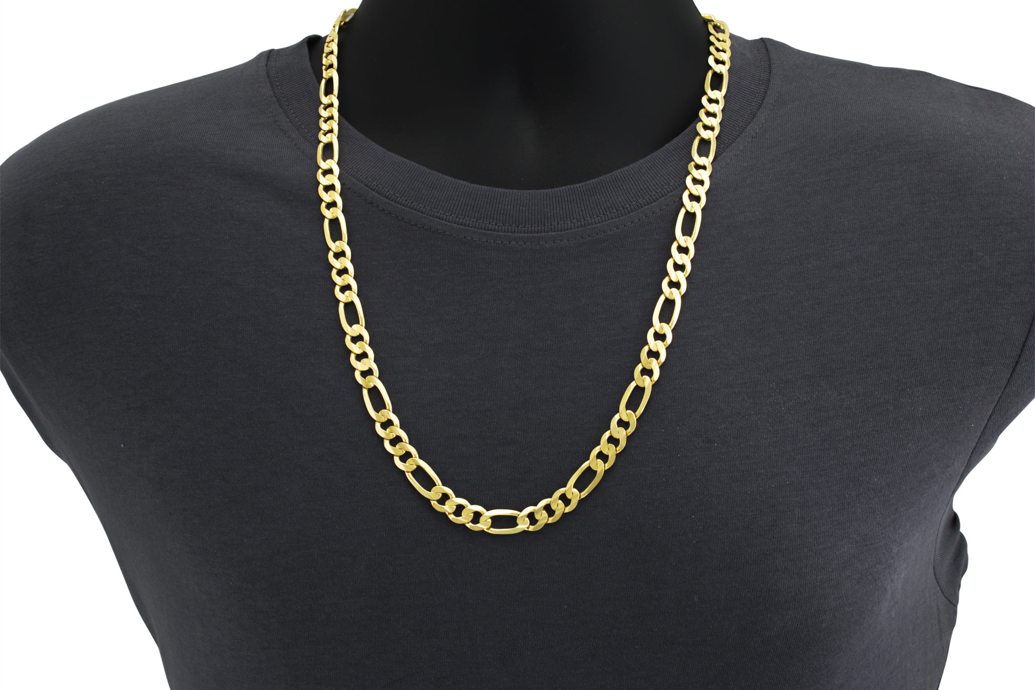 Nuragold 10k Yellow Gold 9mm Figaro Chain Link Necklace, Mens 