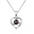 thumbnail image 4 of Joyería Collar de plata de ley en forma de corazón Colgante para mujer Collar con te amo en cien idiomas, 4 of 4