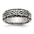 thumbnail image 1 of Stainless Steel 7mm Antiqued Band Ring 8.5 Size, 1 of 5