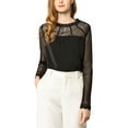 thumbnail image 1 of INSPIRE CHIC Blouses Décontractées pour Femmes à Col Rond en Dentelle Florale à Manches Longues en Chiffon, 1 of 5