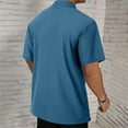 thumbnail image 4 of Men's Casual Short Sleeve Button Down Collar Shirt Solid Color Polyester Comfortable Daily Wear, 4 of 6