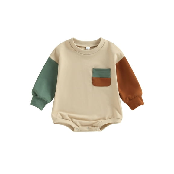 Bagilaanoe Newborn Baby Girl Romper Sweatshirt Long Sleeve Bodysuit Contrast Color Pullover 6M 12M 18M 24M Infant Casual Tee Tops