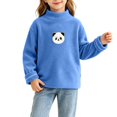 thumbnail image 6 of Spazoro Girls Fleece Mock Neck Long Sleeve T-Shirts, Stretchy Long Sleeve Panda Print Loose Fit Warm Casual Pullover Tops Tee for Fall Layering Blue Size 5-6, 6 of 6